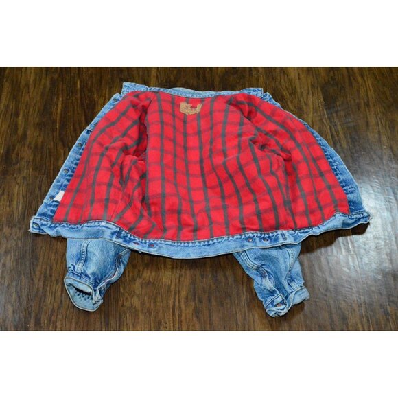 Levis Jacket Vintage Blue Denim Flannel Lining Trucker Women's Size Small READ - Picture 3 of 8